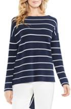 Women's Vince Camuto Asymmetrical Hem Stripe Sweater, Size - Blue