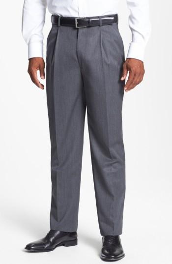 Men's Jb Britches Pleated Super 100s Worsted Wool Trousers L - Grey