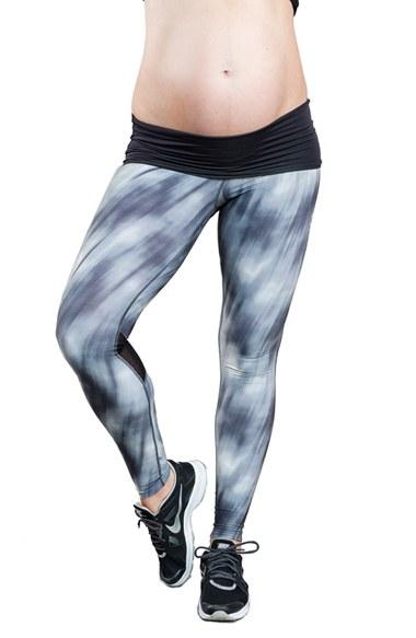 Women's Cozy Orange 'dillon' Mesh Panel Maternity Leggings