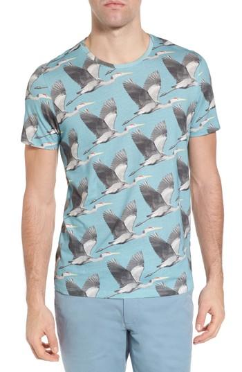 Men's Ted Baker London Flute Blue Heron Print T-shirt (m) - Blue