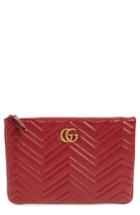 Gucci Gg Marmont 2.0 Matelasse Leather Pouch - Red