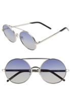 Women's Wildfox Ace 55mm Round Sunglasses - Silver/ Grey-blue Gradient