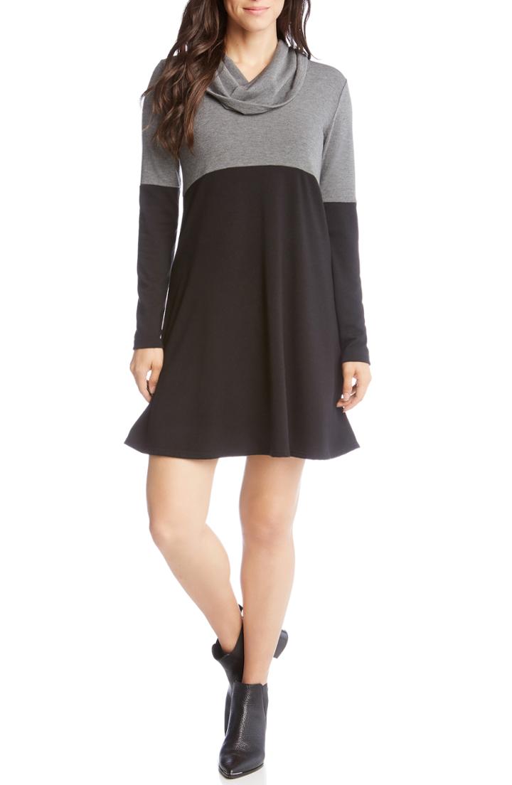 Women's Karen Kane Cowl Neck Colorblock Dress - Black