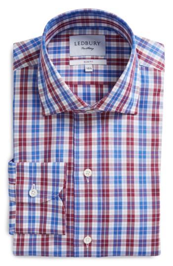 Men's Ledbury Slim Fit Check Dress Shirt .5 - Red