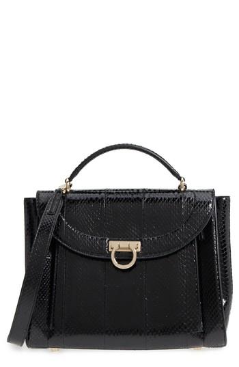 Salvatore Ferragamo Sophia Genuine Snakeskin Satchel - Black