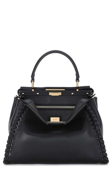 Fendi Medium Peekaboo Whipstitched Calfskin Leather Satchel -