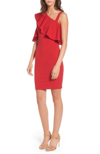 Women's Soprano Ruffle One-shoulder Body-con Dress - Red
