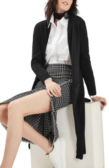 Women's Topshop Longline Open Cardigan Us (fits Like 0-2) - Black