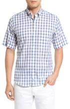 Men's Tailorbyrd Manila Regular Fit Short Sleeve Plaid Sport Shirt - Blue