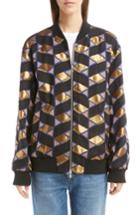 Women's Dries Van Noten Metallic Print Oversized Bomber - Metallic