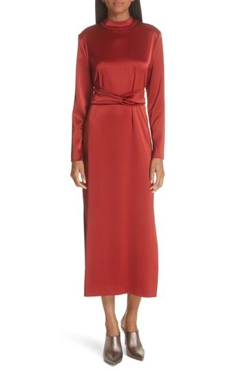 Women's Nanushka Sadie Belted Satin Dress - Red