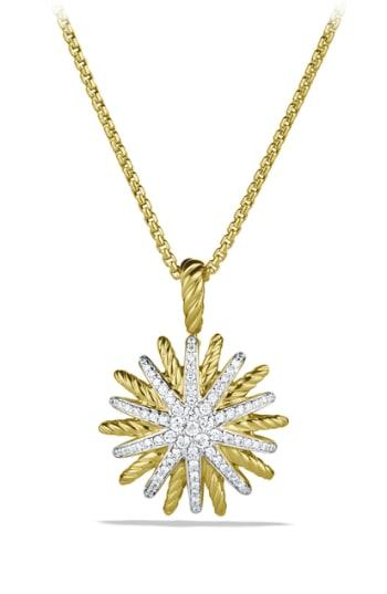 Women's David Yurman 'starburst' Small Pendant With Diamonds In Gold On Chain