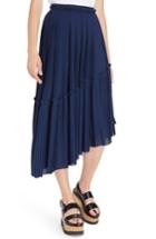 Women's Kenzo Asymmetrical Pleated Midi Skirt Us / 40 Fr - Blue