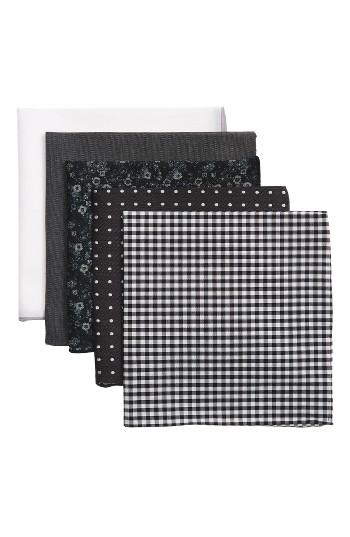 Men's The Tie Bar Basic Black 5-pack Pocket Squares
