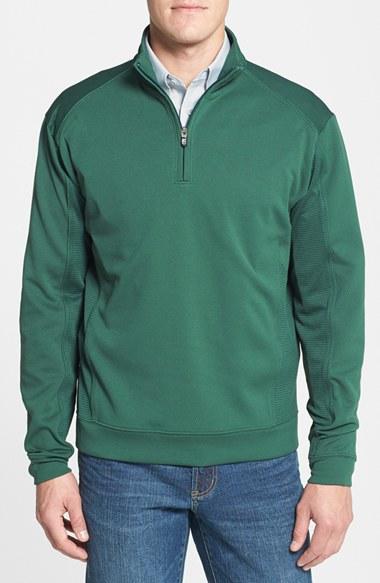 Men's Cutter & Buck 'drytec Edge' Half Zip Mesh Pullover, Size - Green