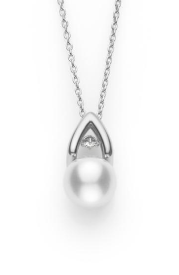 Women's Mikimoto Akoya Pearl & Diamond Pendant Necklace