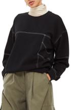 Women's Topshop Stab Stitch Detail Sweatshirt Us (fits Like 2-4) - Black
