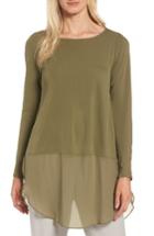 Women's Eileen Fisher Silk Layer Look Tunic, Size - Green