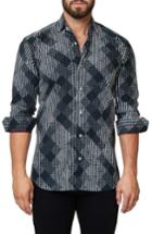 Men's Maceoo Trim Fit Print Sport Shirt (l) - Black