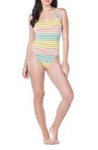 Women's Trina Turk Metallic Stripe One-piece Swimsuit - Coral