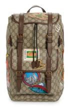 Men's Gucci Courier Flap Closure Supreme Canvas Backpack - Beige