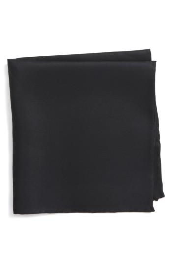 Men's Nordstrom Men's Shop Solid Silk Pocket Square, Size - Black