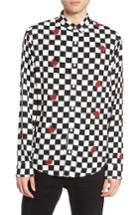 Men's The Rail Checkerboard Rose Print Woven Shirt - Black
