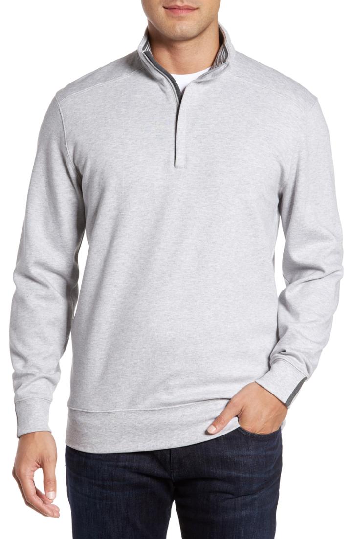 Men's Bobby Jones 'new Leaderboard' Quarter Zip Pullover, Size - Grey