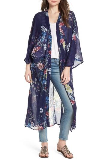 Women's Steve Madden Floral Kimono Duster, Size - Blue