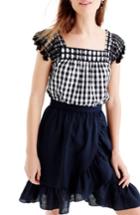 Women's J.crew Embroidered Gingham Top