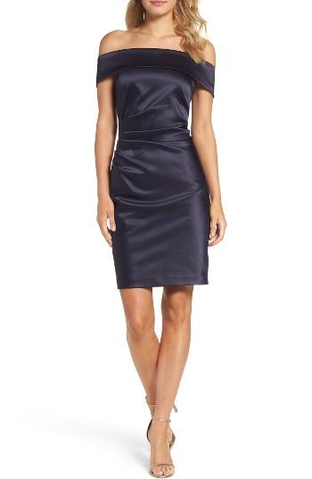 Petite Women's Eliza J Off The Shoulder Sheath Dress P - Blue