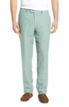 Men's Hiltl Parma Flat Front Solid Linen Trousers Eu - Green