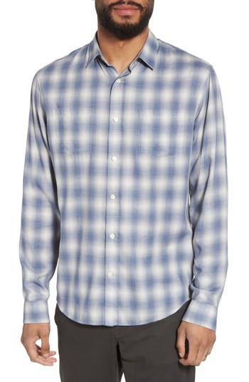 Men's Vince Shadow Slim Fit Plaid Sport Shirt - Grey