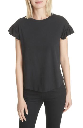 Women's Kate Spade New York Ruffle Sleeve Tee, Size - Black