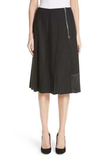 Women's Marc Jacobs Zip Detail Pleated Stretch Wool Skirt - Black