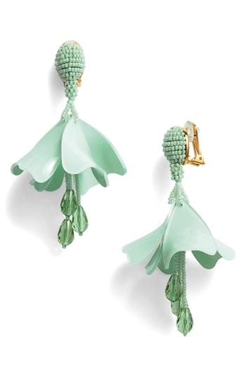 Women's Oscar De La Renta Small Impatiens Flower Drop Earrings