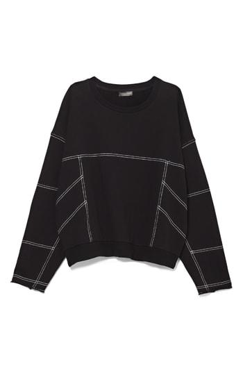 Women's Vince Camuto Drop Shoulder Contrast Pullover, Size - Black