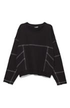 Women's Vince Camuto Drop Shoulder Contrast Pullover, Size - Black