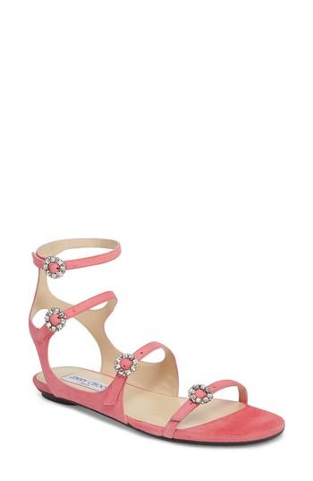 Women's Jimmy Choo Naia Crystal Buckle Sandal Us / 39eu - Pink