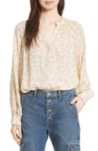 Women's Vince Smocked Floral Silk Blouse - Ivory