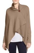 Petite Women's Bobeau One-button Fleece Wrap Cardigan, Size P - Brown