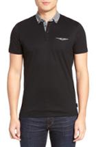 Men's Ted Baker London Woven Collar Polo (m) - Black