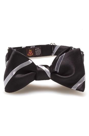Men's Robert Talbott Stripe Silk Bow Tie, Size - Black