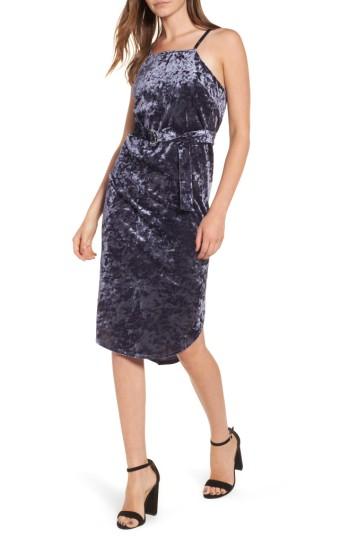 Women's Love, Fire Crushed Velvet D-ring Dress - Blue