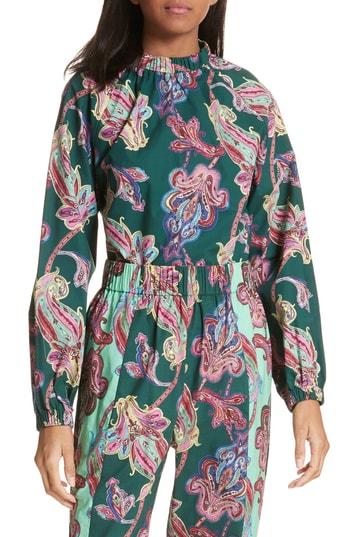 Women's Tibi Paisley Top, Size - Green