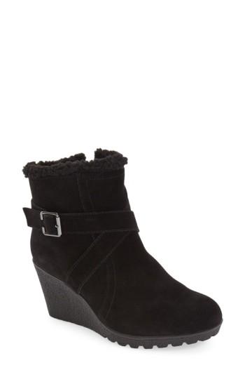 Women's Hush Puppies 'amber Miles Iiv' Faux Shearling Lined Waterproof Wedge Bootie M - Black