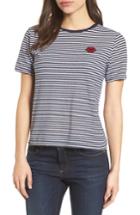 Women's Velvet By Graham & Spencer Lips Applique Stripe Tee - Blue