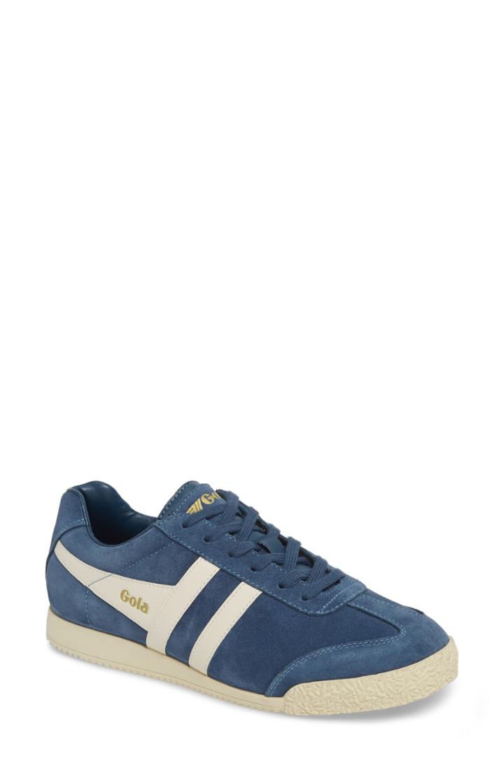 Women's Gola Harrier Suede Low Top Sneaker M - Blue