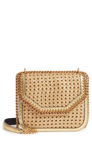 Stella Mccartney Falabella Woven Metallic Faux Leather Shoulder Bag - Metallic