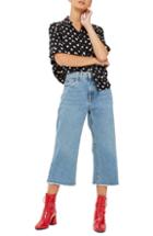Petite Women's Topshop Petite Wide Leg Crop Jeans W X 28l (fits Like 23w) - Blue